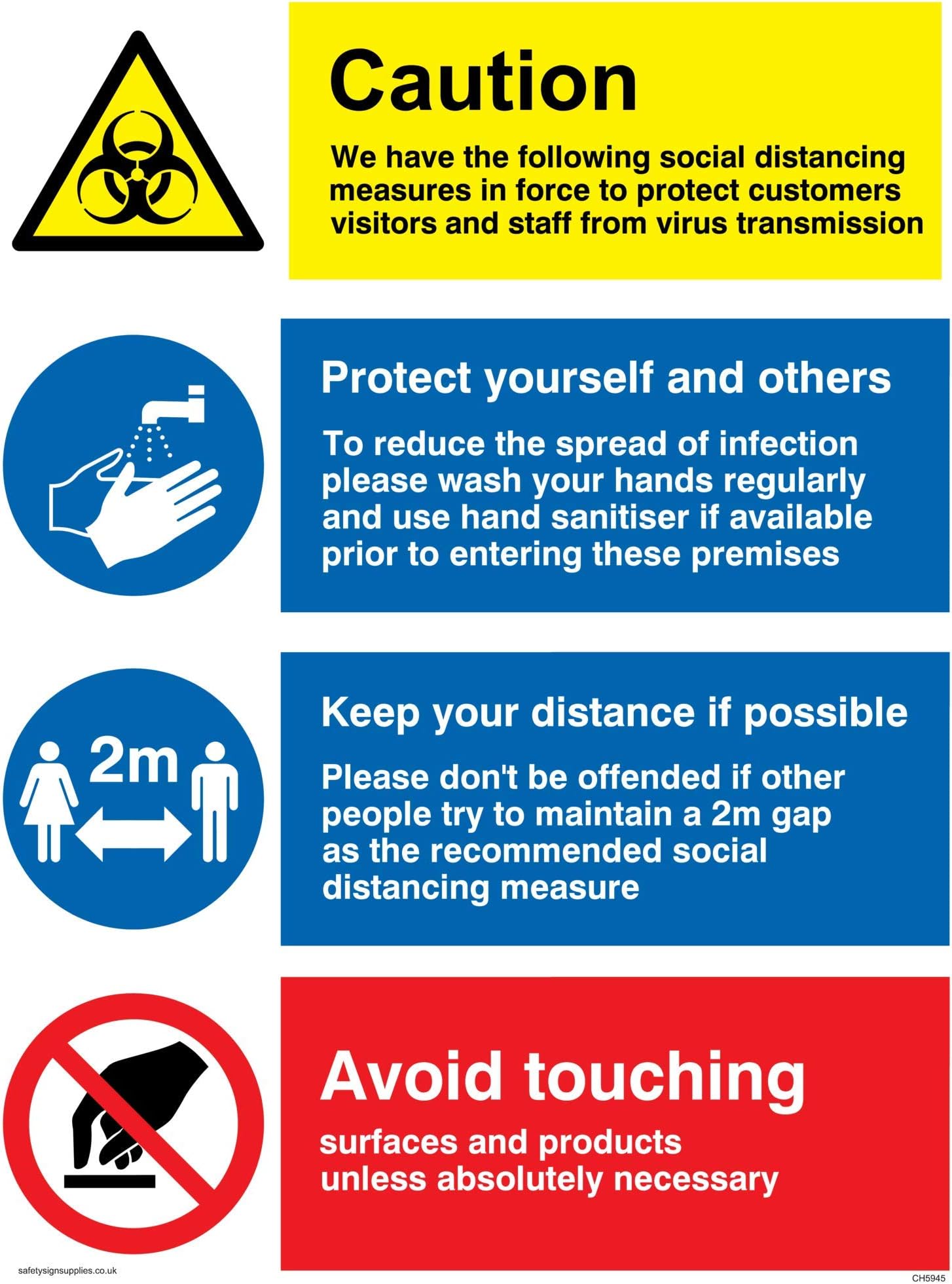 Viking Signs Social distancing measures for retail and business sign - Plastic Rigid 3mm
