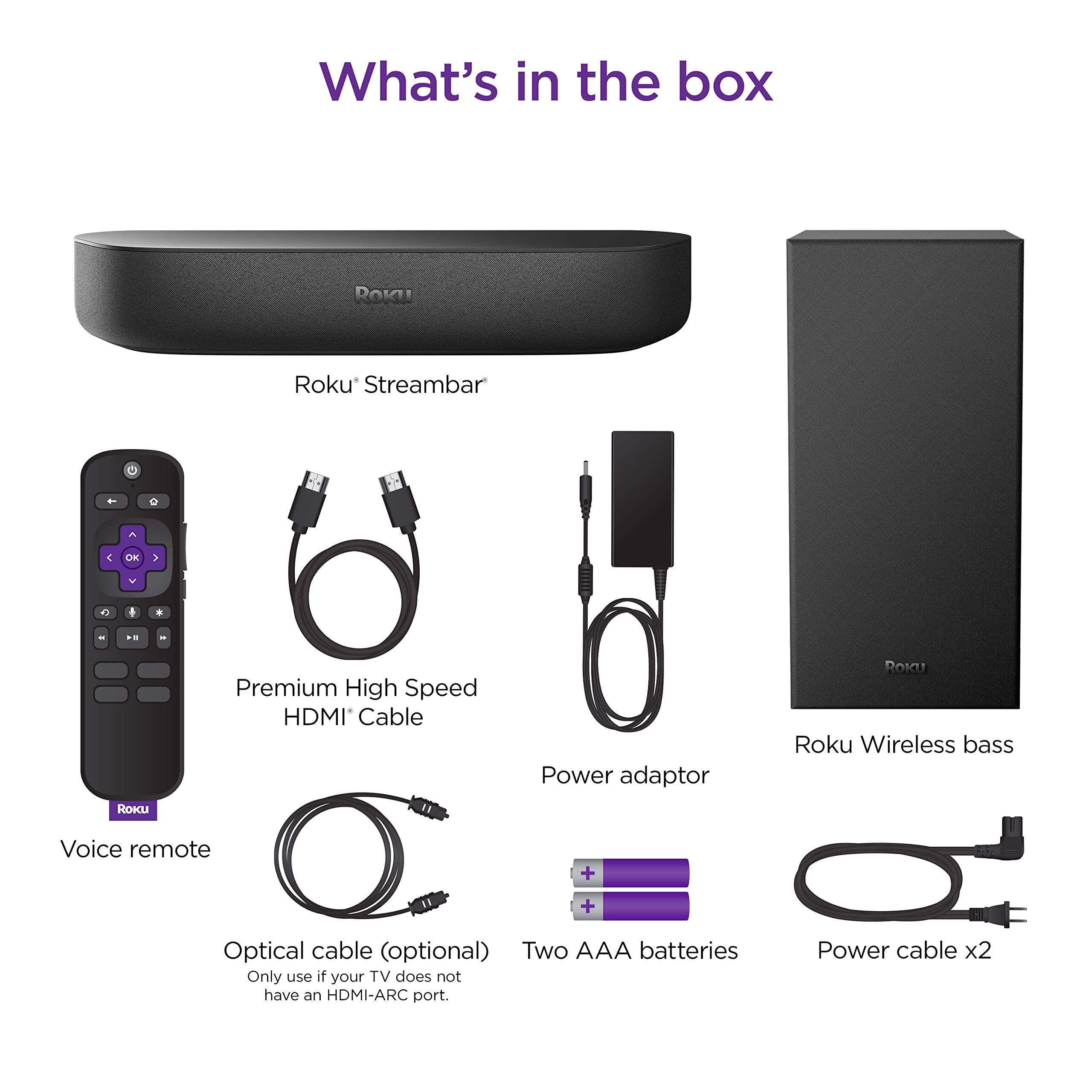 Roku Streambar & Wireless Bass Premium 4K HDR Soundbar with Subwoofer, Voice Remote, Free & Live TV Streaming