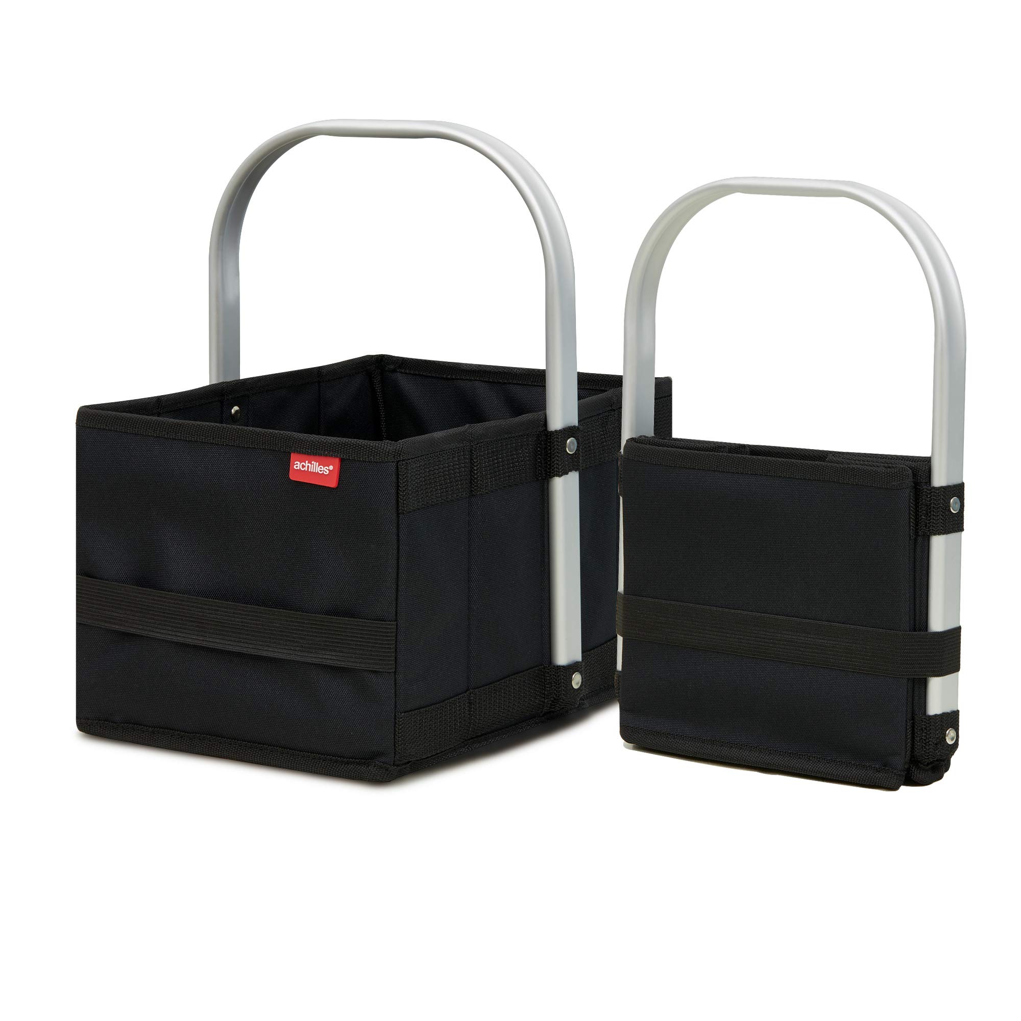 achilles Small Shopping Basket For Kids, Children'S Basket, Folding With Aluminum Handle, Play Picnic (Black, 30cm x 20cm x 17cm)