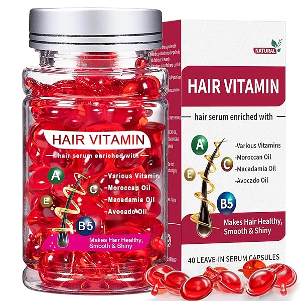 MISICH HAIR SERUM FOR FRIZZY & DRY HAIR, HAIR TREATMENT OIL FOR DAMAGED HAIR, HAIR VITAMIN OIL CAPSULES WITH ARGAN, AVOCADO, MOROCCAN OIL, ANTI FRIZZ LEAVE IN CONDITIONER WITH VITAMIN A, C, E & B5