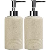YMXYJM 2pcs/Set Hand Soap Dispenser Sets - 10.8oz Refillable Resin Liquid Soap Dispensers with Rust-Proof Pump for Bathroom Countertop or Kitchen, Beige