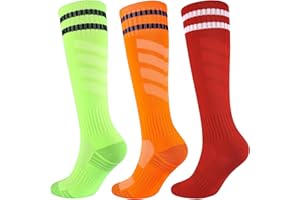 Boys Soccer Socks Kids Football Socks Girls Knee High Socks Baseball Softball Athletic Sports Tube Stockings 3/6 Pairs Youth