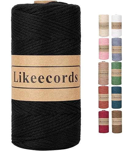 Polyester Macrame Cord - 2mm X 142 Yards (426ft), Black, For Knotting, Crochet, Crafts & Wall Hangings
