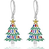 Christmas Earrings Christmas Tree Earrings for Women Dangling Sterling Silver Dangle Jewelry Holiday Xmas Gifts