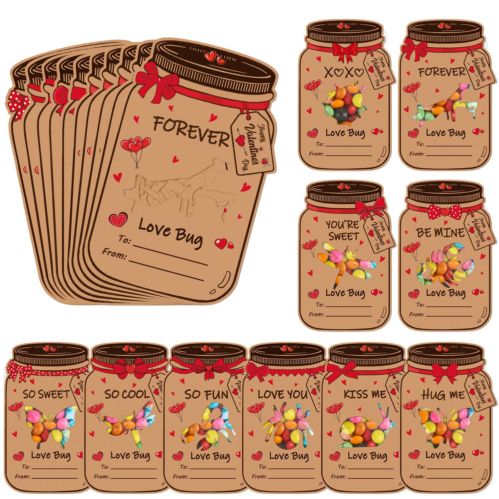 60Pcs Valentines Day Cards for Kids, Bottle Shaped Exchange Card for Classroom, Personalization Kid's Valentine Cards, Funny Valentine Gifts for Schools Party Events (10 Greeting Card Styles)