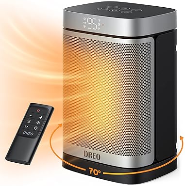 Home & Kitchen - DREO Space Heater, 1500W Portable Electric Heaters for Indoor Use, PTC Ceramic Heater for Office with Remote, Thermostat, 70°Oscillation, 12H Timer, 5 Modes, Safe Quiet Room Heater for Bedroom