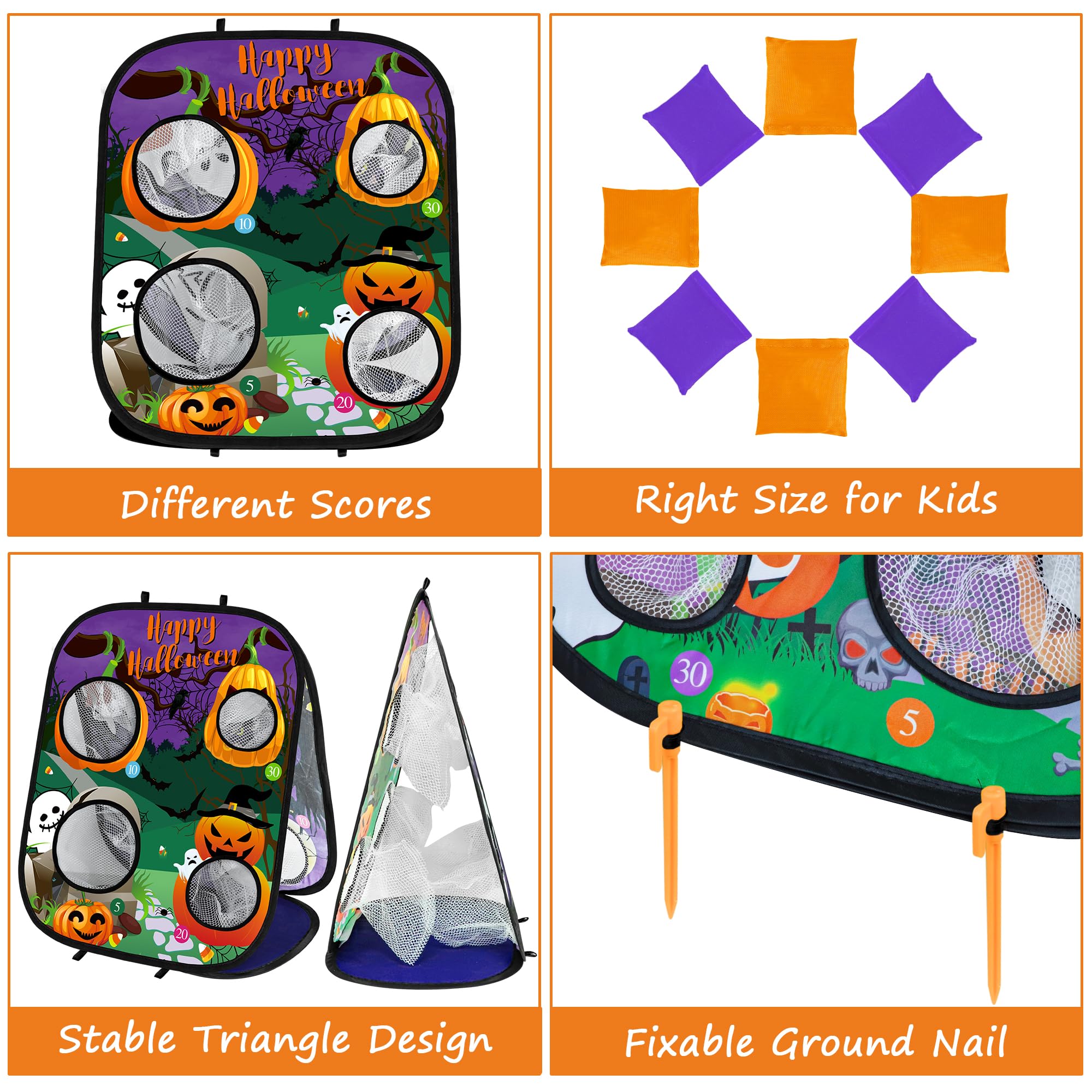 Halloween Games for Kids Party, Ghost Pumpkin Bean Bag Toss Games Halloween Party Games Favors Carnival Games for Adults Kids School Classroom Fall Festival Games Outdoor Indoor Trunk or Treat Gifts
