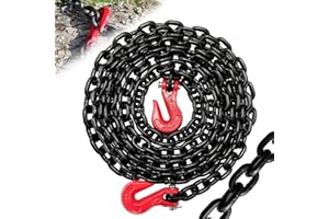 SENKEYFE Transport Binder Chain G80-5/16 Inch×20 Foot,Trailer Safety Chain 4900 lbs Working Load Limit,Tow Chains with Hooks Heavy Duty for Gooseneck Couplers,Truck Tie Down Accessories (Oiled Black)