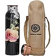 FURNISHFUL FINESSE Copper Water Bottle For Drinking Ayurvedic Bottles 1000 ml Pure Copper Vessel With Carrying Bag For Sports, Yoga, Gym,Office,Hiking - Pack of 1, Black