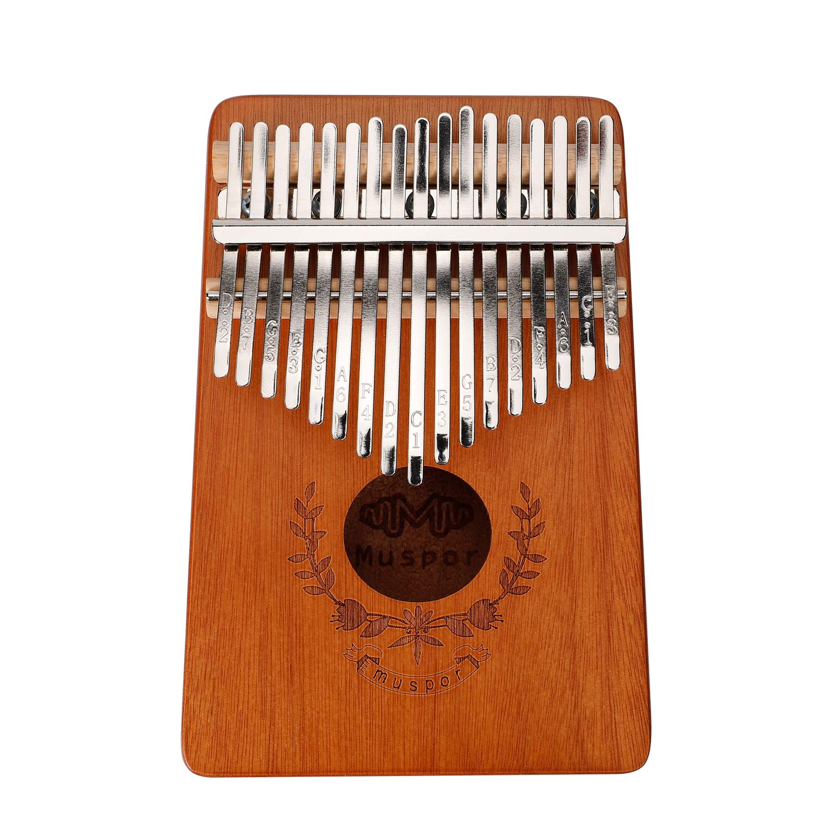 Alnicov Kalimba 17 Keys with Study Instruction and Tune Hammer,Portable Mbira Mahogany Finger Piano,for Kids, Woman and Man (Brown)