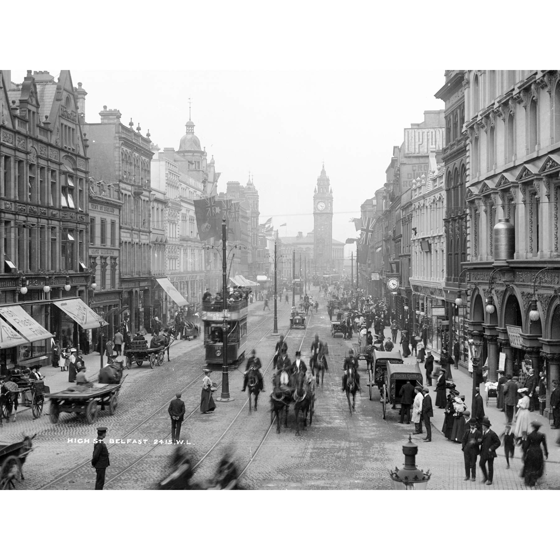 Artery8 High Street Belfast Northern Ireland 1906 Large Wall Art Poster Print Thick Paper 18X24 Inch