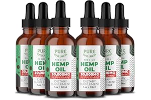 PURE WELLNESS Organic Hemp Seed Oil (6 Oz), Peppermint Flavor, High Potency 30,000 mg - Helps in Natural Comfort, Sleep, Relaxation & Mood, Transparent Hemp Oil Dosage, Non-Habit Forming - Non-GMO, Vegan