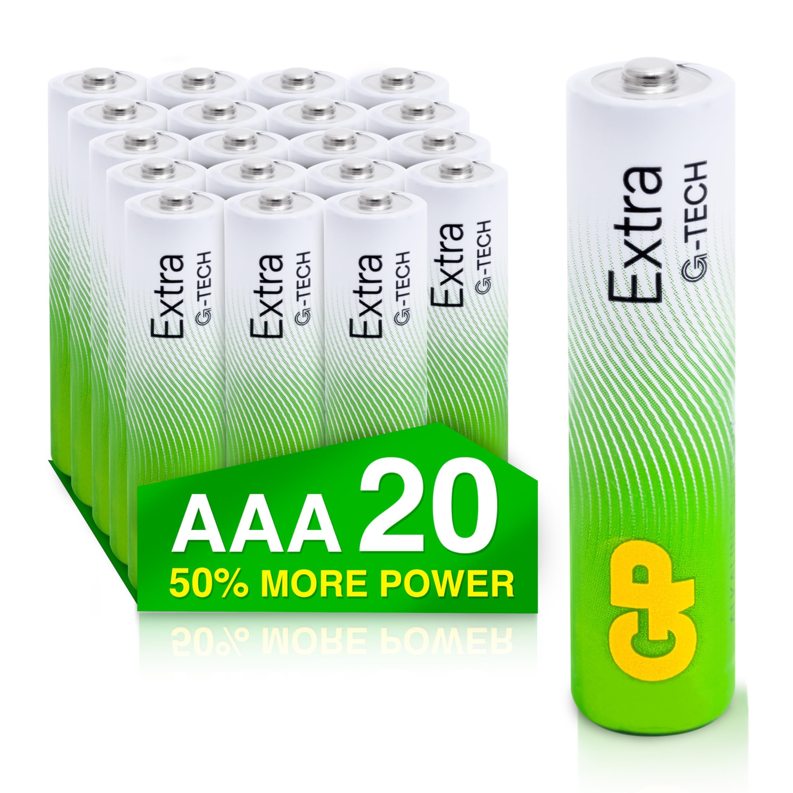 AAA Batteries Pack of 20 1.5V / Micro/Mini/Penlite / LR03 by GP Batteries Extra Alkaline Batteries Suitable for everyday use in a variety of devices - Clocks/Remotes/Mouse/Torch/Etc
