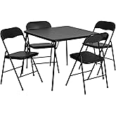 Flash Furniture Madison 5-Piece Folding Card Table and Chairs Set, Portable Event Table and Chairs Set, Black