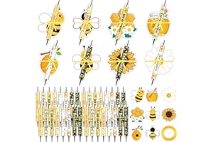 24 Set Bee Pens with Mini Sticky Notes Sunflower Notepads Bee Ballpoint Pen Bulk Honey to Do List Memo Pads for Honey Party F