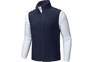 TACVASEN Men's Fleece Vest Zip Up Lightweight Vests Outerwear with Pockets Winter Warm Sleeveless Jacket for Hiking Golf