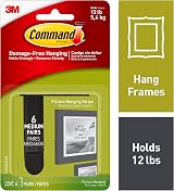 Command Medium Black Picture Hanging Strips 3M 6 Sets Holds 1.36kg view 2