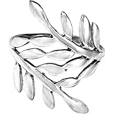 AeraVida Embracing Peace Olive Branch Wrap .925 Sterling Silver Ring | Delicate Wedding Rings For Women | Casual Comfort Fit Silver Rings for Women | Statement Fashion | Sterling Silver Rings Sizes 6-9