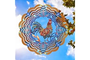 PAXMATE Wind Spinner Rooster, Hanging Cock Wind Spinners Outdoor Metal 12 Inch Chicken Gifts for Outside Decorations