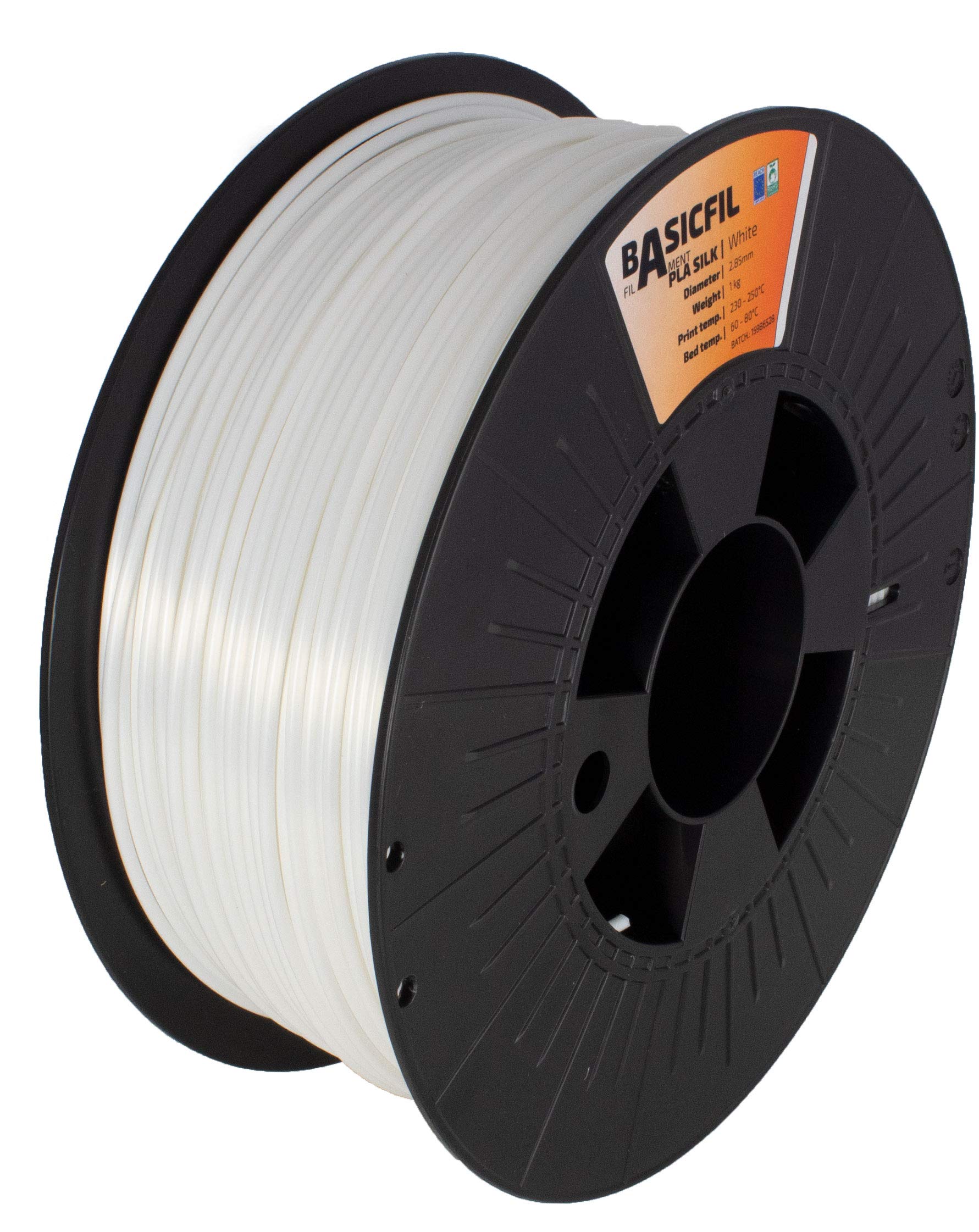 BASICFIL PLA Silk 2.85mm, 1 kg, 3D Printing Filament, White