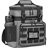 BISKLNDN Tactical Lunch Box for Men - Insulated Lunch Bag Cooler Bag, Expandable Soft Large Mens Lunchbox for Work, Camping, Beach, Picnic & Outdoor Shifts, 25L, Black+Gray