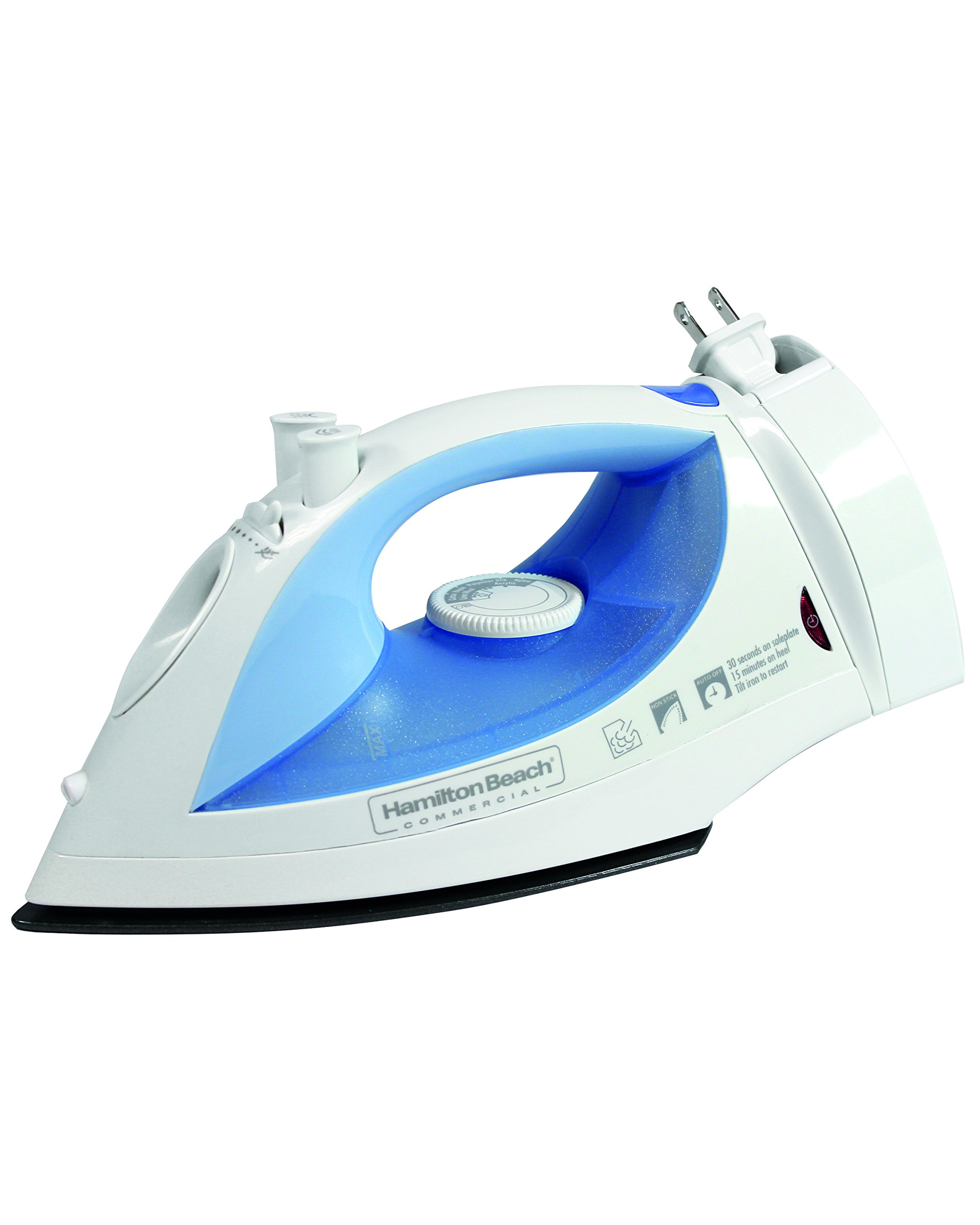 Hamilton Beach Commercial Lightweight Clothes Steam Iron, Nonstick, Compact, Mist Spray, HIR400R