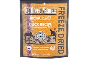 Northwest Naturals Freeze-Dried Duck Cat & Kitten Food, Grain-Free, Bite-Sized Nibbles. Healthy, Limited, Human-Grade Ingredients, Complete & Balanced, All-Natural, High-Protein Diet, USA Made, 11 oz