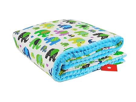BABYLUX Kuscheldecke 100 x 150 cm Decke Babydecke Kinderdecke MINKY XXL (5. Blau + Elefanten)