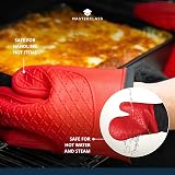 MasterClass Oven Gloves Heat Resistant Silicone Cotton Double Sided Black Red view 4