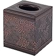 Tissue Box Cover Square,Modern Leather Tissue Box Holder for Napkin Facial Paper Organizer Bottom with Magnet Reinforcement for Home/Hotel/Restaurant/Office/car/Living Room(Retro)