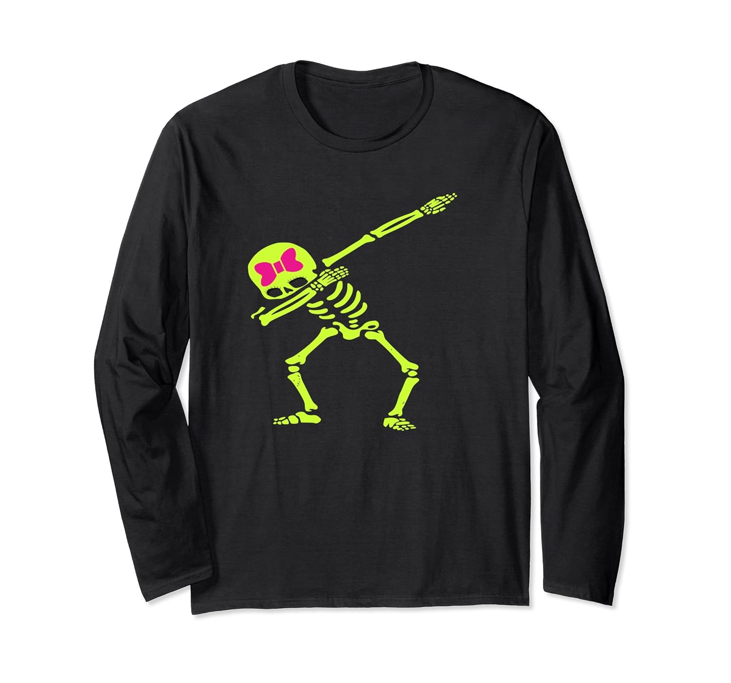 Dabbing Green Skeleton Girl Dab Pose Halloween Long Sleeve-ANZ