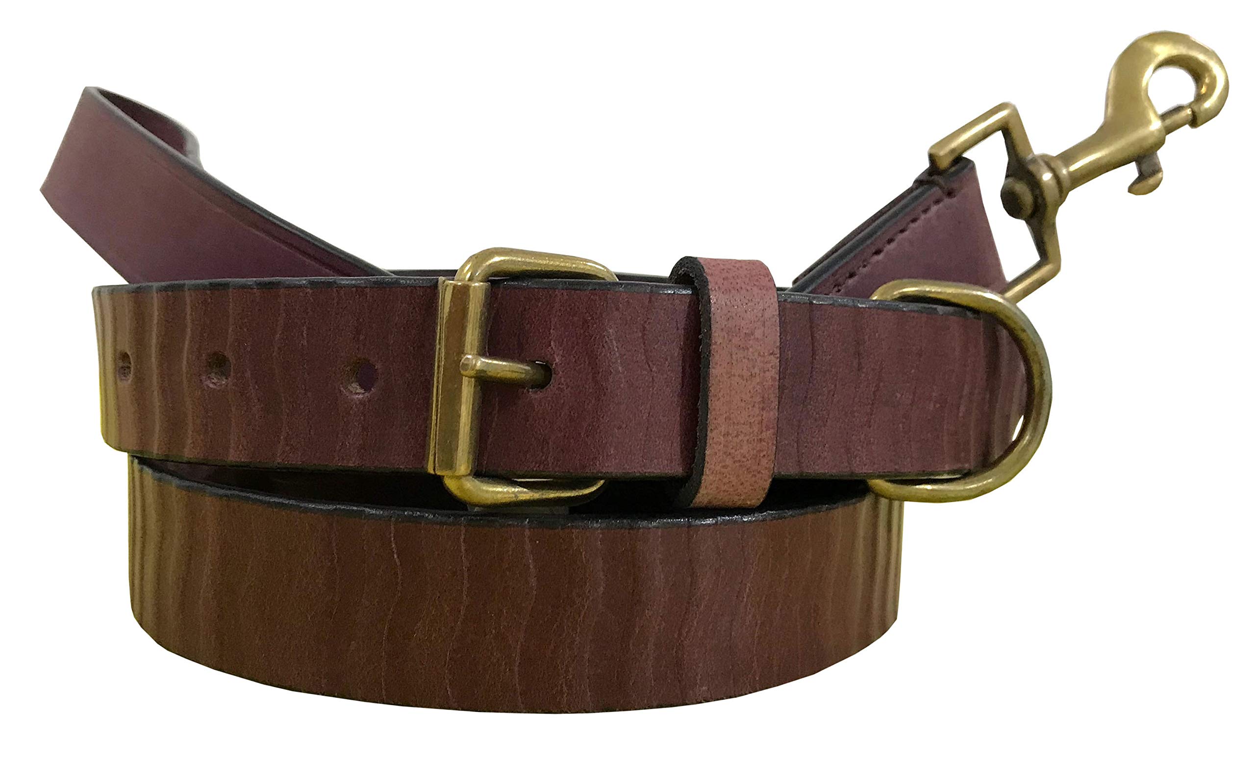 BRADLEY CROMPTON Genuine Leather Matching Pair Dog Collar and Lead Set L