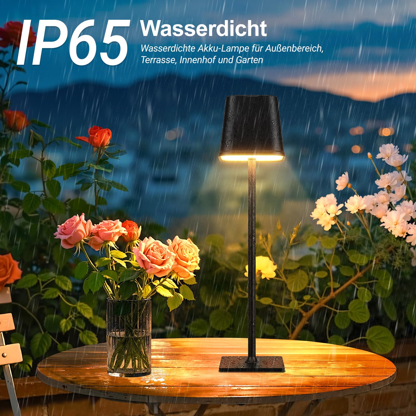 RECHOO LED Tischlampe Kabellos 2 Stück , Dimmbare Nachttischlampe Touch, Schreibtischlampe, Lese Lampe, Tischleuchte Outdoor und Indoor, USB-C, Camping Lampe, Warmweißes Licht 4