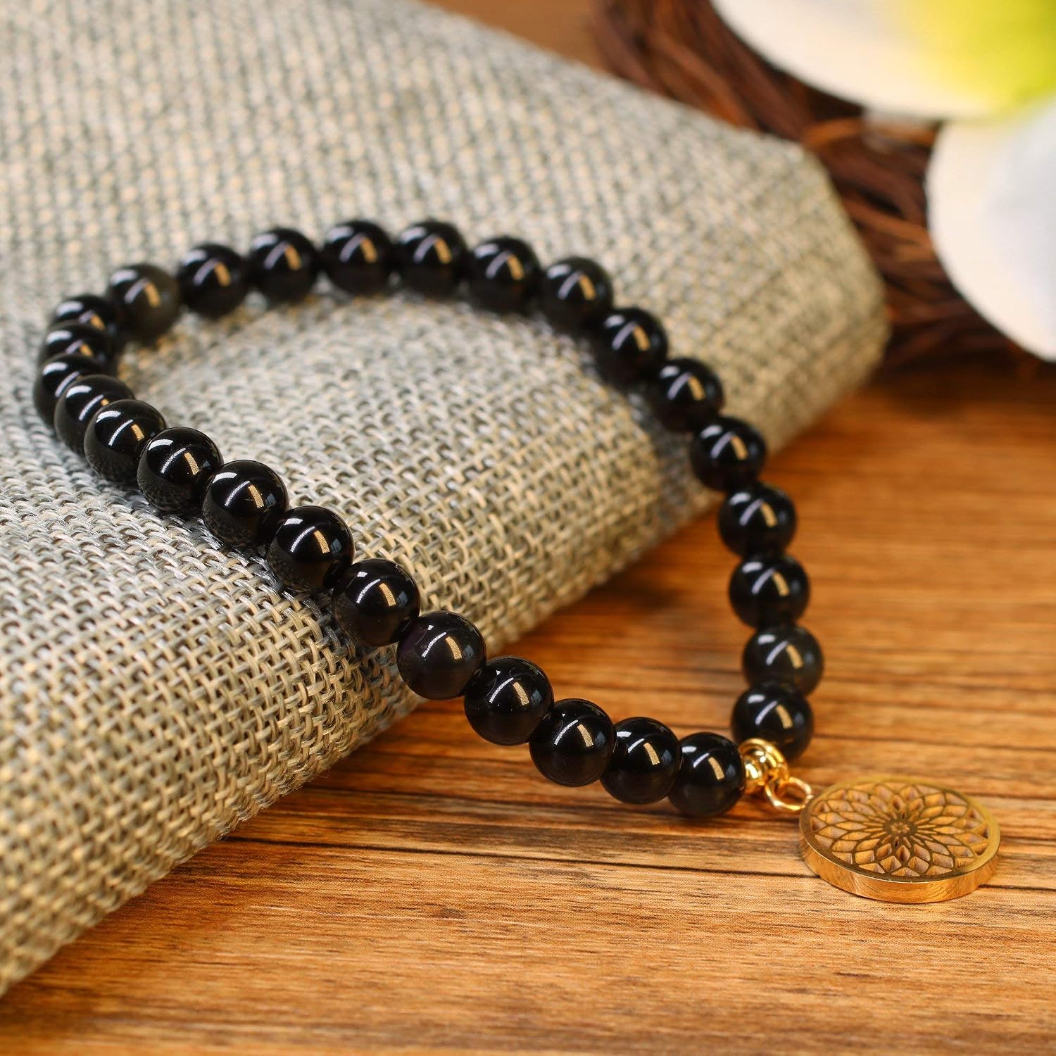 COAI Womens Dream Catcher Charm Black Obsidian Stone Bracelet, 5 75 inch - Image 5