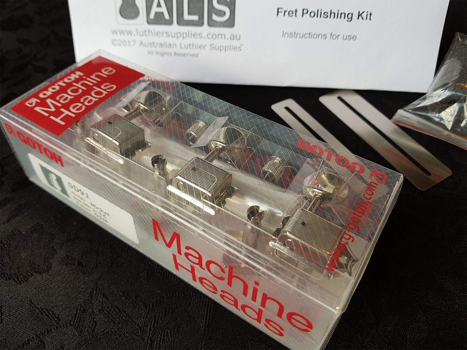 Australian Luthier Supplies Gotoh Kluson Style Electric Guitar Machine Heads (Bonus ALS Fret Polishing Kit) SD91-05MN Tuners by Gotoh Japan for Stratocaster/Telecaster - Fret Polishing Kit by