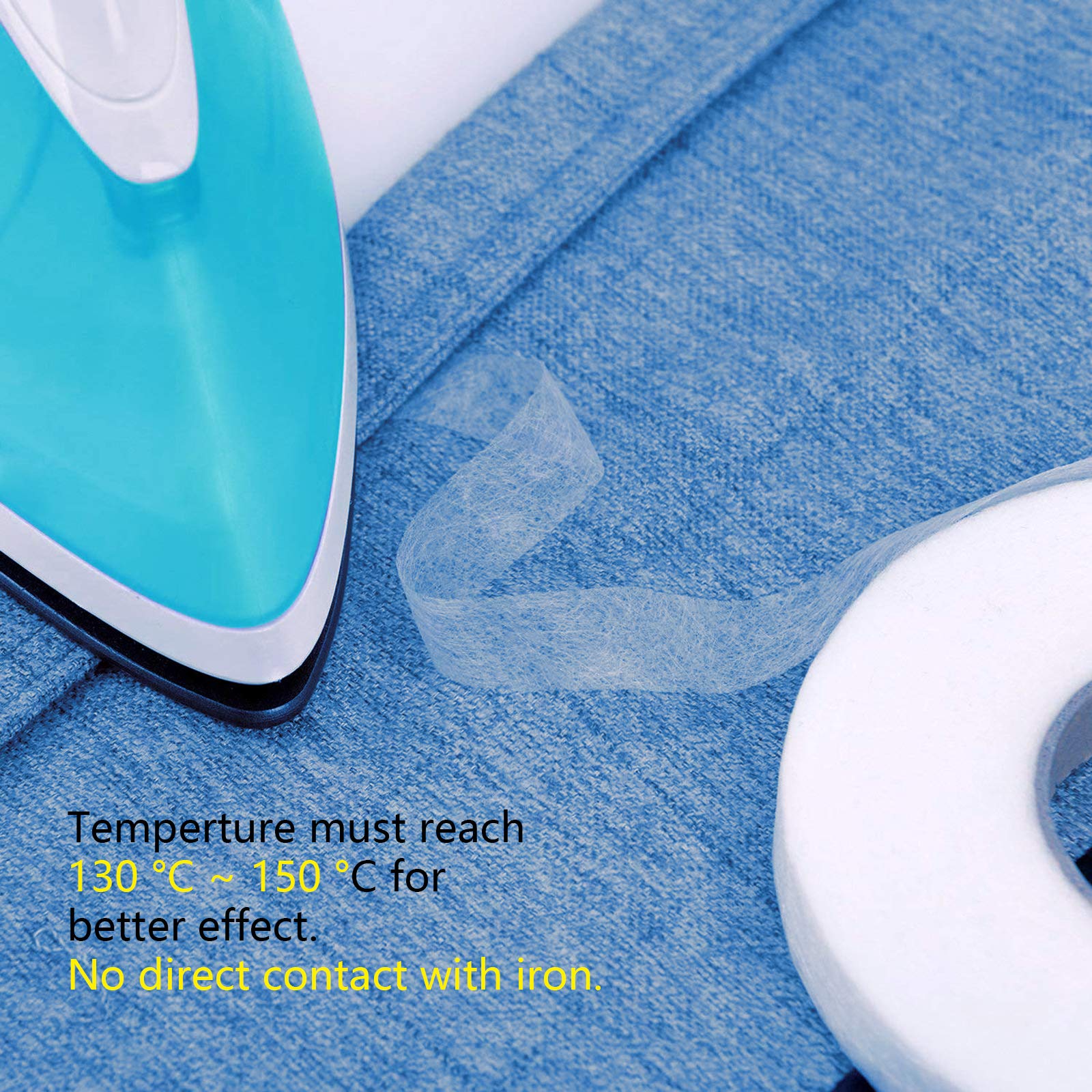 Matogle 4pcs Adhesive No Sewing Tape Iron on Fabric Tapes Roll for Hamming Home Office Clothes Repairing Sealing Items Craft DIY 3 Sizes