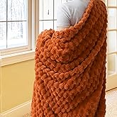 Vessia Flannel Fleece Throw Blanket, 3D Jacquard Burnt Orange Fuzzy and Warm Blanket for Couch, Sofa, Bed, 300GSM Super Soft Touch Cozy Home Decor for All Seasons (50x70 inches)