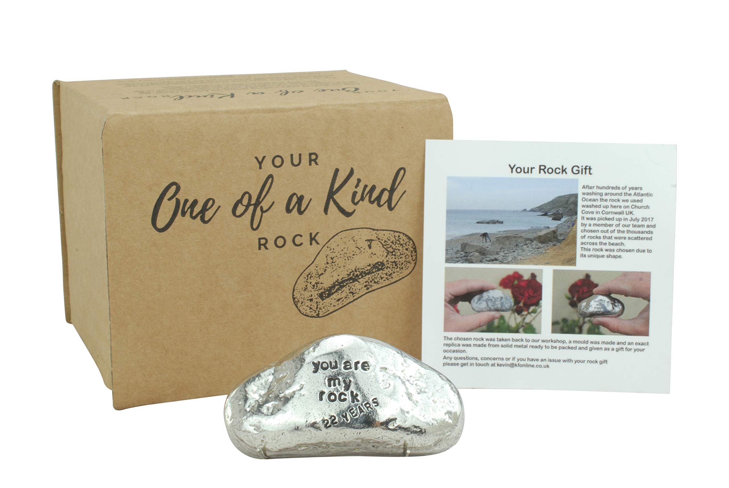 22nd Anniversary You Are My Rock Gift Idea - Solid Metal Heavy Polished Rock Gift for 22 Year Anniversary