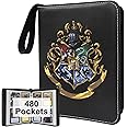 Anime Card Binder for Harry Potter Trading Cards,4 Pocket with 60 Sleeves up to 480 Cards,Waterproof Card Storage Bag with Sleeves for Harry Potter Game Cards