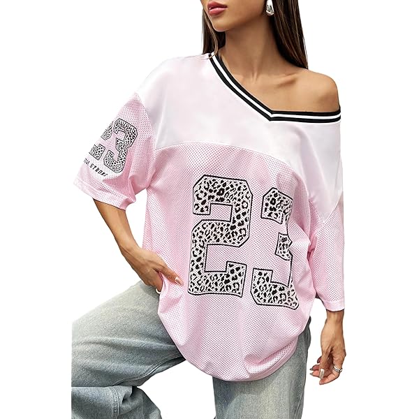 Floerns Women's Cute Bowknot Print Football Jersey Shirts Practice