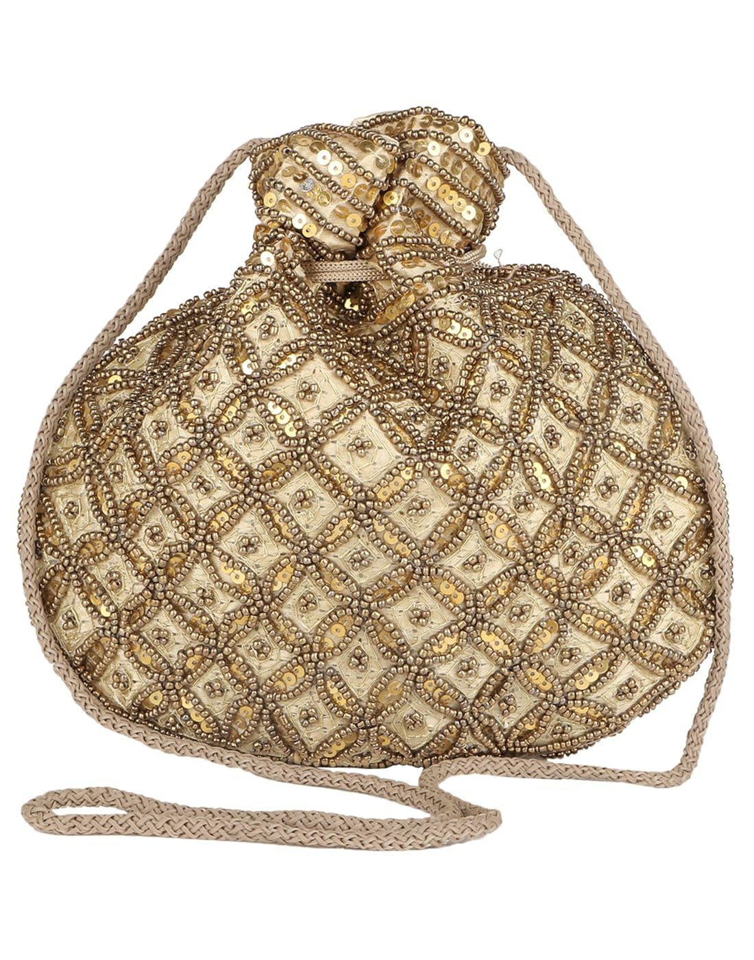 fashiondrobe women's broad potli (golden)(fdbp003)