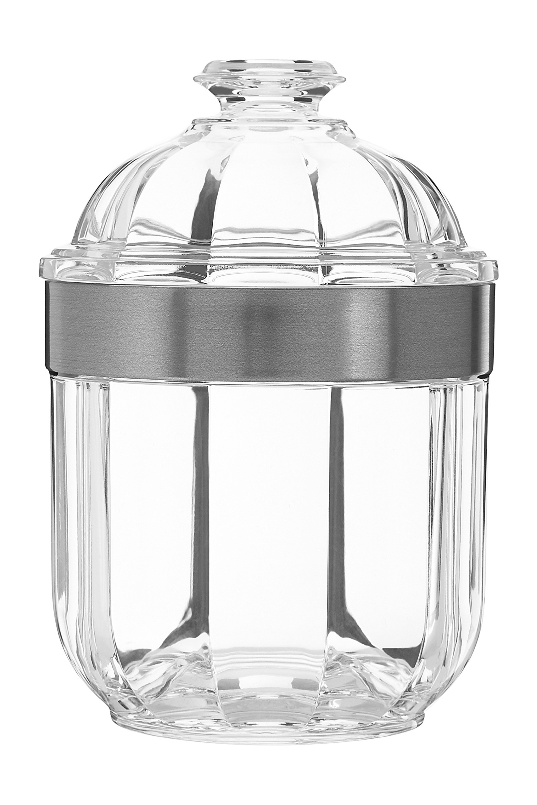Premier Housewares Clear Canister, Acrylic, Silver, 10 x 10 x 15 cm
