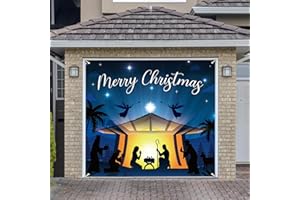 BLISSFULTIE Upgraded Magnectic Christmas Door Cover 7x8 Ft, Nativity Design Christmas Banner Decorations (Magnects*4 Incl.)