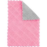 Microfiber Dish Cleaning Cloth 14 x 14 Inch | Super Absorbent Kitchen Cleaning Wipe | Reusable Soft Cleaning Towel for Dishes, Countertops &amp; Daily Cleaning Pink