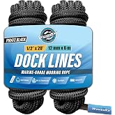 Premium Nylon Boat Dock Lines &amp; Ropes for Docking 1/2'' x 20' | Double Braided Marine Rope &amp; Mooring Line| Boat Ropes for Docking with Loop | UV &amp; Saltwater Resistant Dock Ropes for Boats &amp; Pontoons