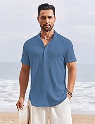 COOFANDY Men's Henley Shirt Short Sleeve Band