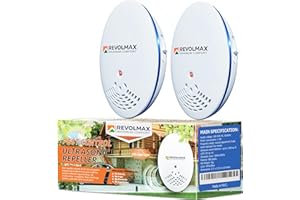 REVOLMAX RX-4, Ultrasonic Pest Repeller - Electronic & Ultrasound, Indoor Plug-in Repellent - Get rid of - Rodents, Mice, Squirrels, Bats, Insects, Bed Bugs, Ants, Fleas, Spiders, Roaches (Blue, 2Pack)