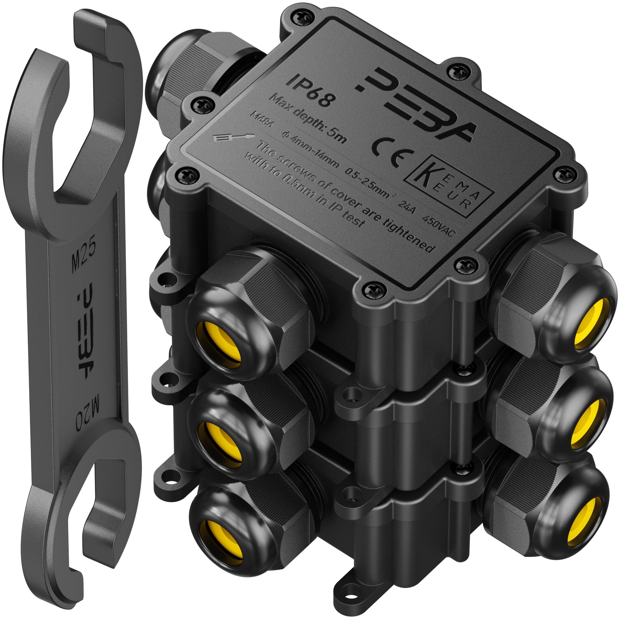 PEBA Waterproof Junction Box IP68, 3-Way Outdoor Cable Connectors,Cable Box,Electrical Connectors, Waterproof Electrical Boxes Outdoor,Electrical Junction Box for 4-14mm Diameter Cable T Form 3 Pack