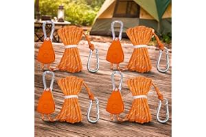 Ratchet Tie Down Straps, Retractable Heavy Duty Rope Pulley System with Carabiner Hook for Kayak Hanging Plants Grow Light Te