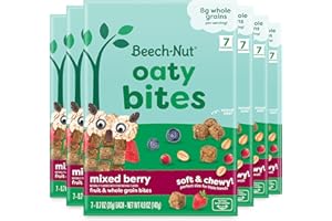 Beech-Nut Toddler Snacks, Oaty Bites with Fruit & Whole Grains, Mixed Berry Toddler Snack Bites for Toddlers 12 Months & Older, Pack of 6 Boxes (42 single-serve bags)